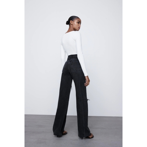 NWT Zara high-waisted wide leg black jeans - Picture 4 of 8